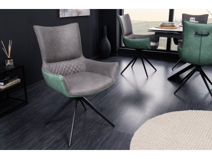 Designová otočná židle Alpine šedá/zelená