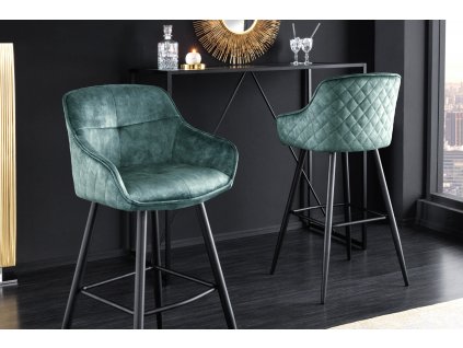 Designová barová židle Claudia modrá samet