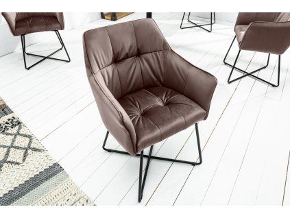 Designová židle Lone hnědý samet