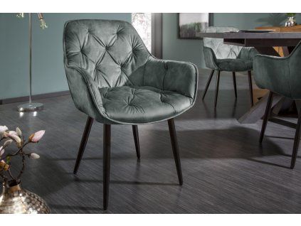 Designová židle Milla šedozelený samet