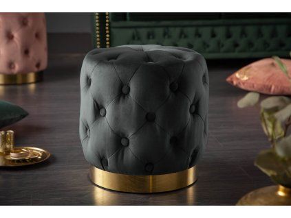 Designový černý sametový taburet Modern Barock