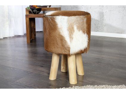 Stylový taburet Hide s kožešinou