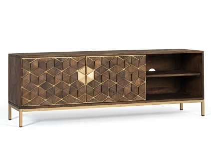 96247 2 stylovy art deco tv stolek bora bora 145cm masivni drevo kov