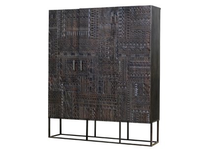 96289 drevena obyvaci skrinka jeroglifico 135cm masivni mango tmavy orech