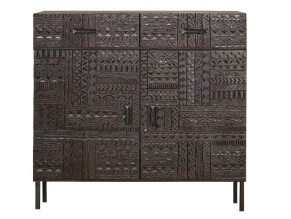 96295 luxusni vyrezavana chodbova skrinka jeroglifico 100cm masivni mango