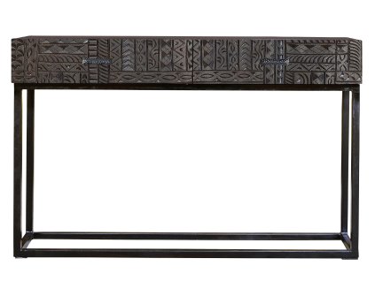 96298 vyrezavny konzolovy stolek jeroglifico 120cm masivni mango