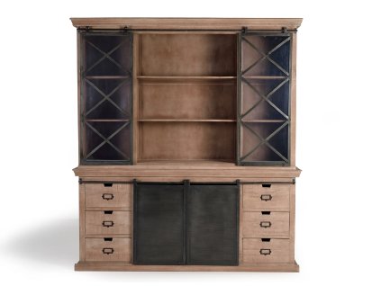96439 drevena rustikalni vitrina industrial gin 220cm s pribornikem