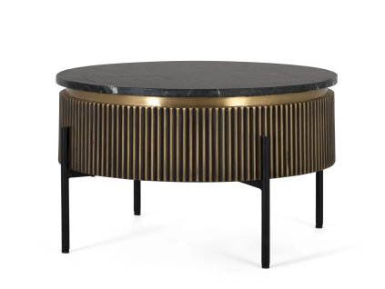 96451 luxusni kulaty konferencni stolek sambhal 70cm s cernou mramorovou deskou