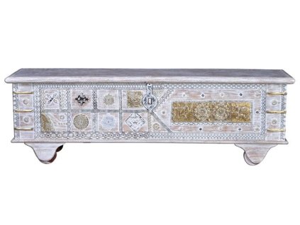 96619 2 luxusni orientalni truhla basha 146cm bila bronz