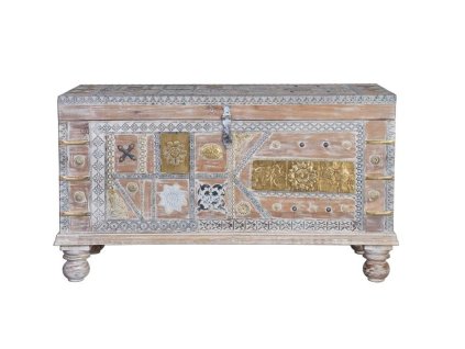 96622 vintage orientalni drevena truhla basha 100cm mango
