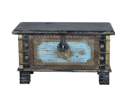 96724 orientalni drevena mala truhla macue black 80cm mango