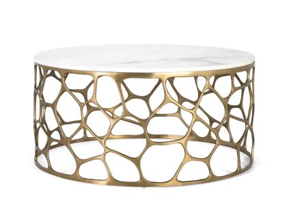 96928 luxusni kulaty konferencni stolek white marble 90cm mramor