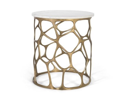 96931 luxusni kulaty stolek white marble 50cm mramor