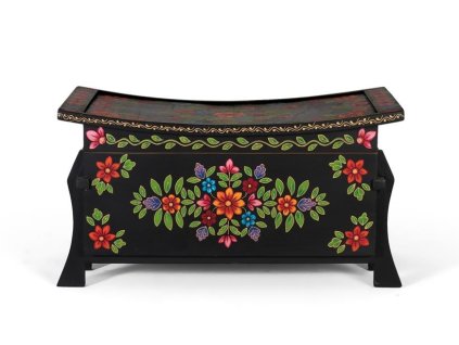 96967 orientalni drevena rucne malovana truhla mundi 83cm cerna