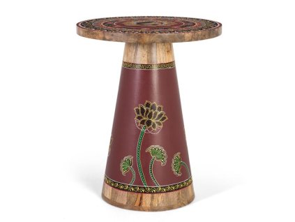 97027 orientalni dreveny prirucni stolek surat 56cm bordo