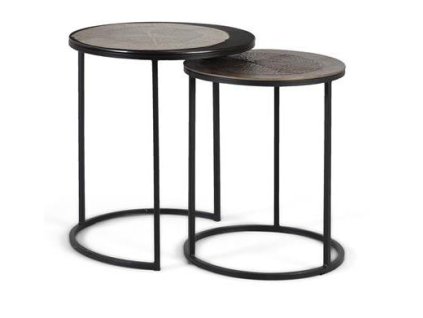 Set 2 kulatých stolků v industriálním stylu