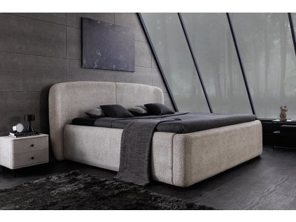 Luxusní postel z bouclé materiálu