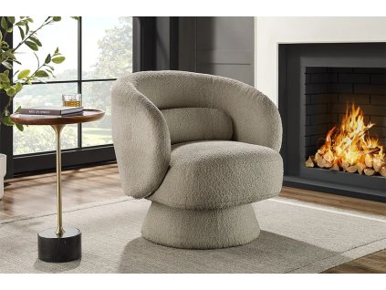 Designové otočné křeslo Teddy krémové