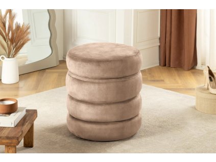 Moderní sametový taburet Voque champagne