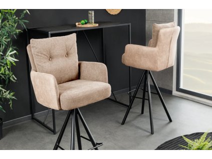Stylová otočná barová židle Big Gina krémové šampaň barvy.