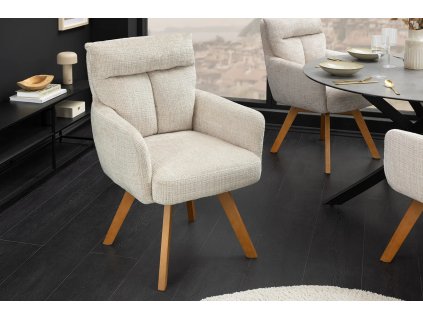 Designová otočná židle Big Gina II barvy šampaň žinylka