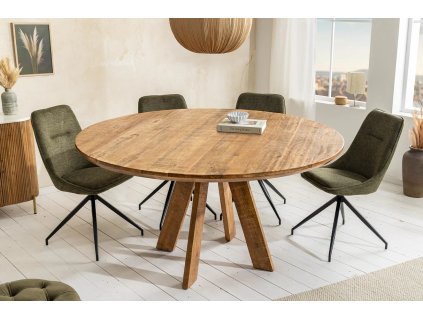 Masivní jídelní stůl Arto průměr 120cm, mangové dřevo.