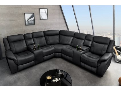 Moderní rohová kino-sedačka Ameliana v černé ekokůži