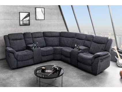 Moderní rohová sedačka Ameliana z výklopnými podnožkami.