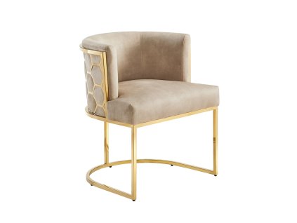Luxusní Art-Deco krémová židle Enna Gold