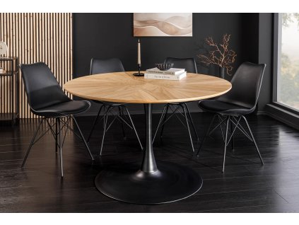 Moderní kulatý jídelní stůl Luminia 120cm dub.