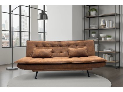 Designová rozkládací pohovka Limpiara hnědá - mikrovlákna polyesteru