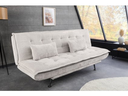 Pohodlná rozkládací pohovka Limpiara champagne žinylka.