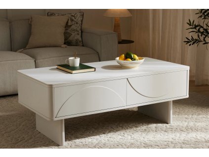 Designový konferenční stolek Salon White se zásuvkami.