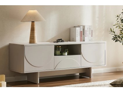 Designový moderní TV stolek Salon White s keramickou deskou.