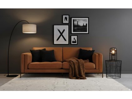 Designová kožená pohovka v interiéru