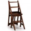 Skládací židle do žebříku z masivu mahagonu v hnědé barvě