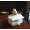Porcelánová cukřenka s víkem s ptáčkem 12cm nepravidelná
