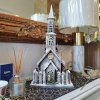 Vánoční dekorace svítící kostel 57cm zasněžený
