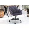 Tmavě šedá sametová kancelářská židle na kolečkách vyniká svým originálním vzhledem