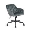 Stylová sametová kancelářská židle na kolečkách se šedým čalouněním