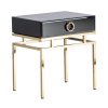 Luxusní noční stolek Brujo 61cm černá/zlatá v Art-Deco stylu