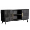 Dřevěný TV stolek Marbella 175cm v černé barvě art-deco stylu a mosazným kováním