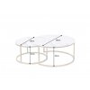 Štýlový stolík Alfredo 80cm so zlatým rámom a sklenenou doskou biely mramor