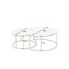 Stylový stolek Alfredo 60cm se zlatým rámem a skleněnou deskou bílý mramor
