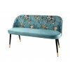 Dizajnová čalúnená lavica Flower 130cm tyrkys zamat
