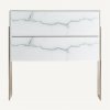 Luxusní noční stolek Brujo 55cm bílý mramor/zlatá Art Deco styl