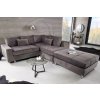 Luxusní rohová sedačka Katty 220cm šedá samet vč. taburetu