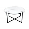 Luxusní kulatý stolek Aura Black 80cm bílý mramor