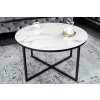 Luxusní kulatý stolek Aura Black 80cm bílý mramor