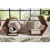 Set 2 dřevěných regálů Hexagon 40cm palisandr